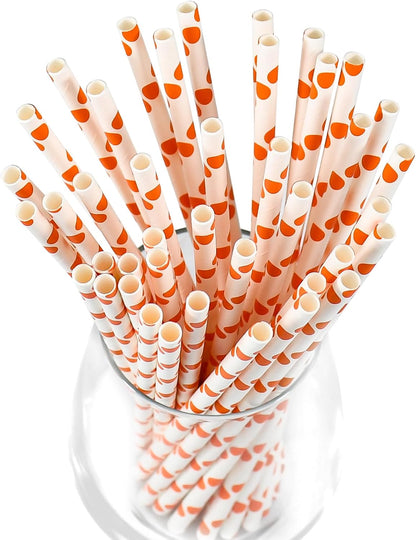 Disposable Paper Straws Solid Green - 7.75'' x 0.24'', 100 Counts - for Drinking, Beverage, Juice, Soda, Bar Supplies