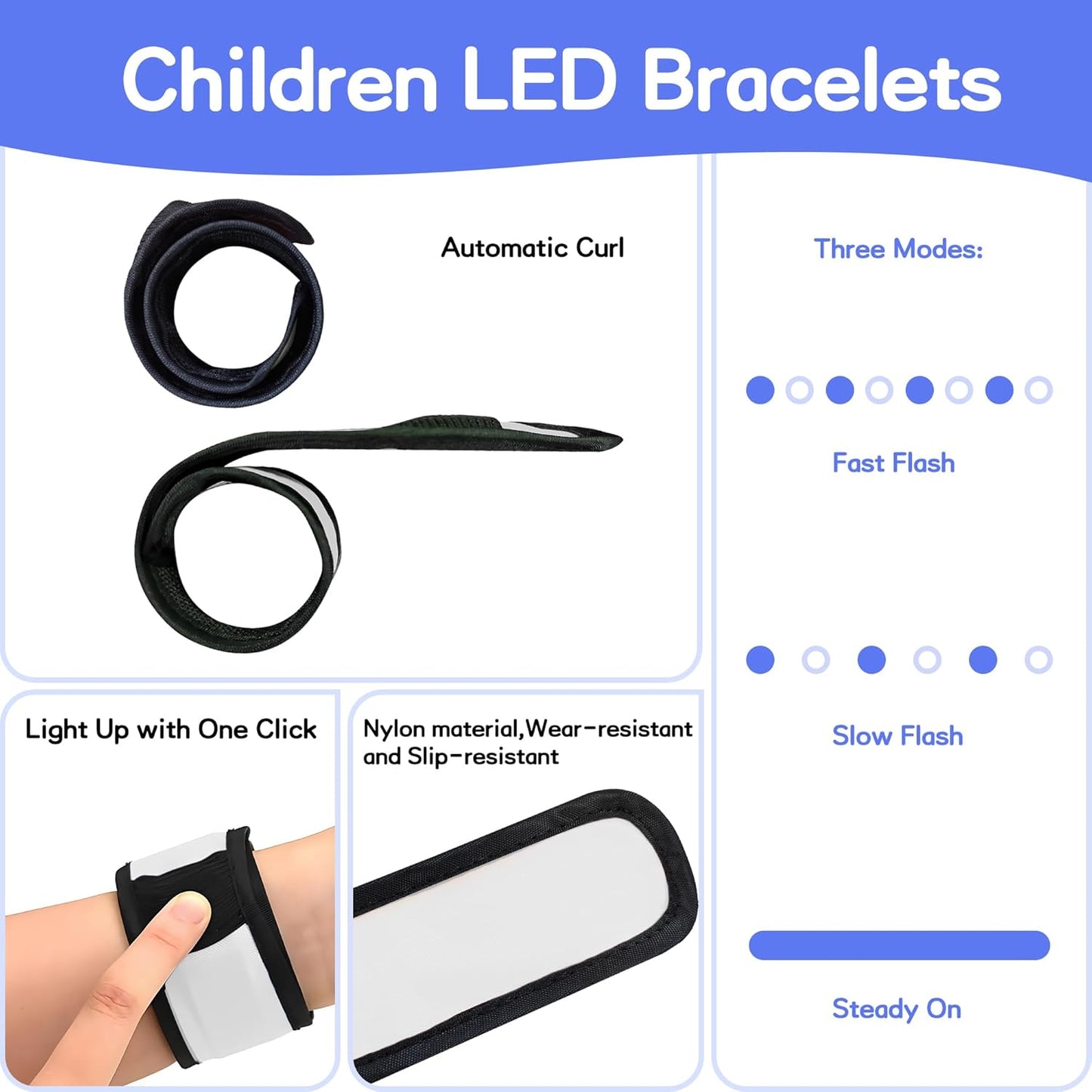 esonstyle 6 PCS LED Glow Bracelets, Night Safety Light Up Bracelets for Kids - Glow in The Dark Party Favors for Halloween, Christmas, Concerts, Festivals, Sports, Camping, Green