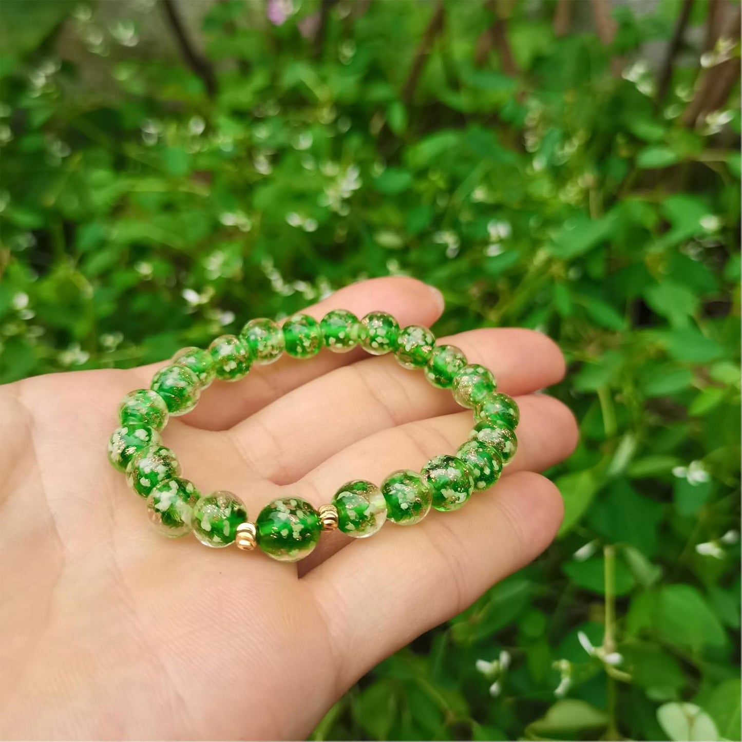 Glass Beaded Bracelet Glowing Bracelet Luminous Beads Bracelet for Women Glass Mermaid Bracelet Bangles Anti Anxeity Healing Energy