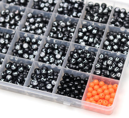 Melius 1450Pcs Acrylic Glow Letter Beads, Alphabetical Glowing in The Dark Beads in 28 Grid Box for Jewelry Making, DIY Bracelets, Necklaces, Key Chains (Glowing, 4x7mm)