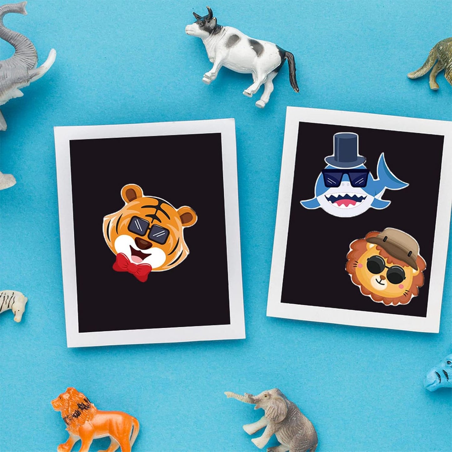 24 Sheets 8.27''×5.9'' Make Your Own Stickers for Kids Toddlers, Make a Face Stickers Mix and Match with Unicorns Dinosaur Horse and Sea Animals for Kids Party Favors Activities
