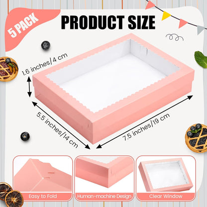 Sinload 10 Pcs 14x10x4 Inch 1/4 Sheet Cake Boxes 5pcs Large Rectangle Bakery Boxes with 5pcs Cake Boards for Pastry Baking, Cupcakes, Donuts, Cookies, Pie Treat Packaging