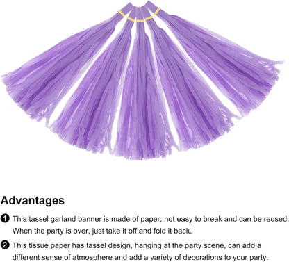MECCANIXITY 15Pcs Light Blue Tassel Garland Banner with Rope Tissue Paper Tassels Party DIY Kits for Anniversary Wedding Birthday Party