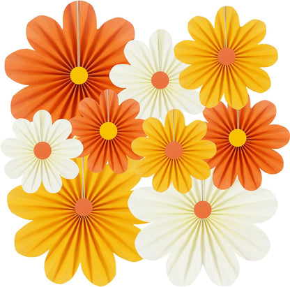 Party Hanging Paper Fans Decoration Set for Wedding Birthday Party Mother's Day Round Events Accessories Set of 8