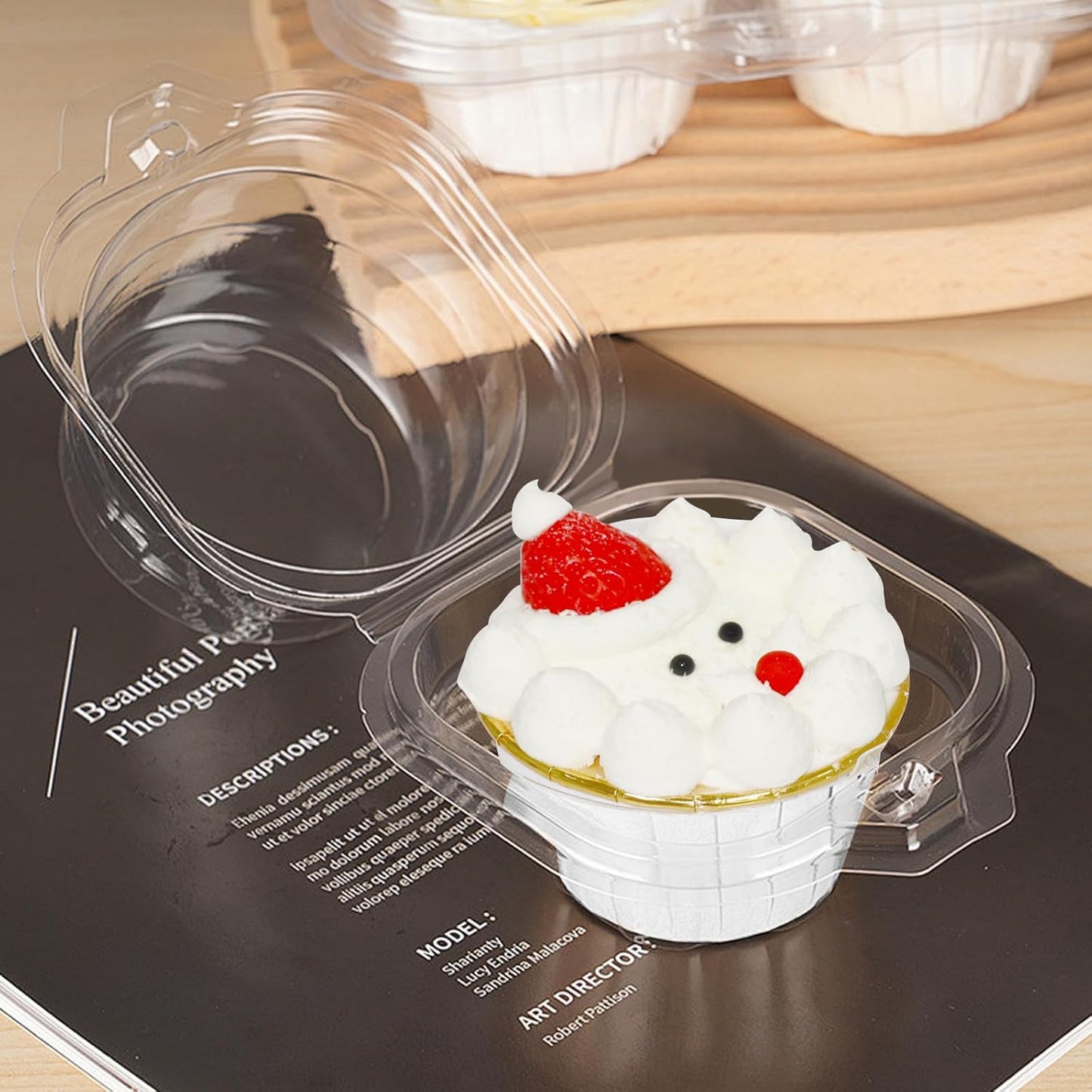 WIKDAY 50 Pcs Individual Cupcake Containers, Clear Plastic Cupcake Holders with Lids, Spacious 3" Design for Frosted Cupcakes, Stackable & Reusable for Parties, Baking, Picnics