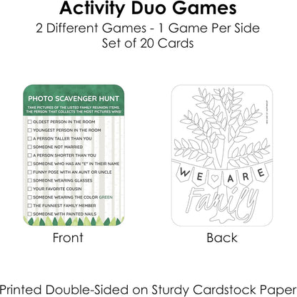 Big Dot of Happiness Family Tree Reunion - 2-in-1 Family Gathering Party Cards - Activity Duo Games - Set of 20