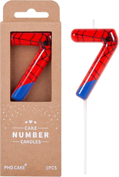 PHD CAKE 2.76 Inch Number 3 Spider Birthday Candles, Spider Cartoon Themed Number Candles, Cake Number Candles, Party Celebration