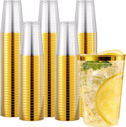 JOLLY CHEF 12 oz Clear Plastic Cups, 100 Pack Heavy-duty Party Glasses, Disposable Plastic Cups for Halloween,Thanksgiving Day, Christmas Party