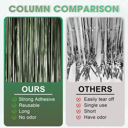 Voircoloria 3 Pack 3.3x8.2 Feet Gold Foil Fringe Backdrop Curtains, Tinsel Streamers, Fringe Backdrop for 2025 New Years Eve, Graduation, Birthday, Baby Shower, Gender Reveal, Disco Party - Colors A