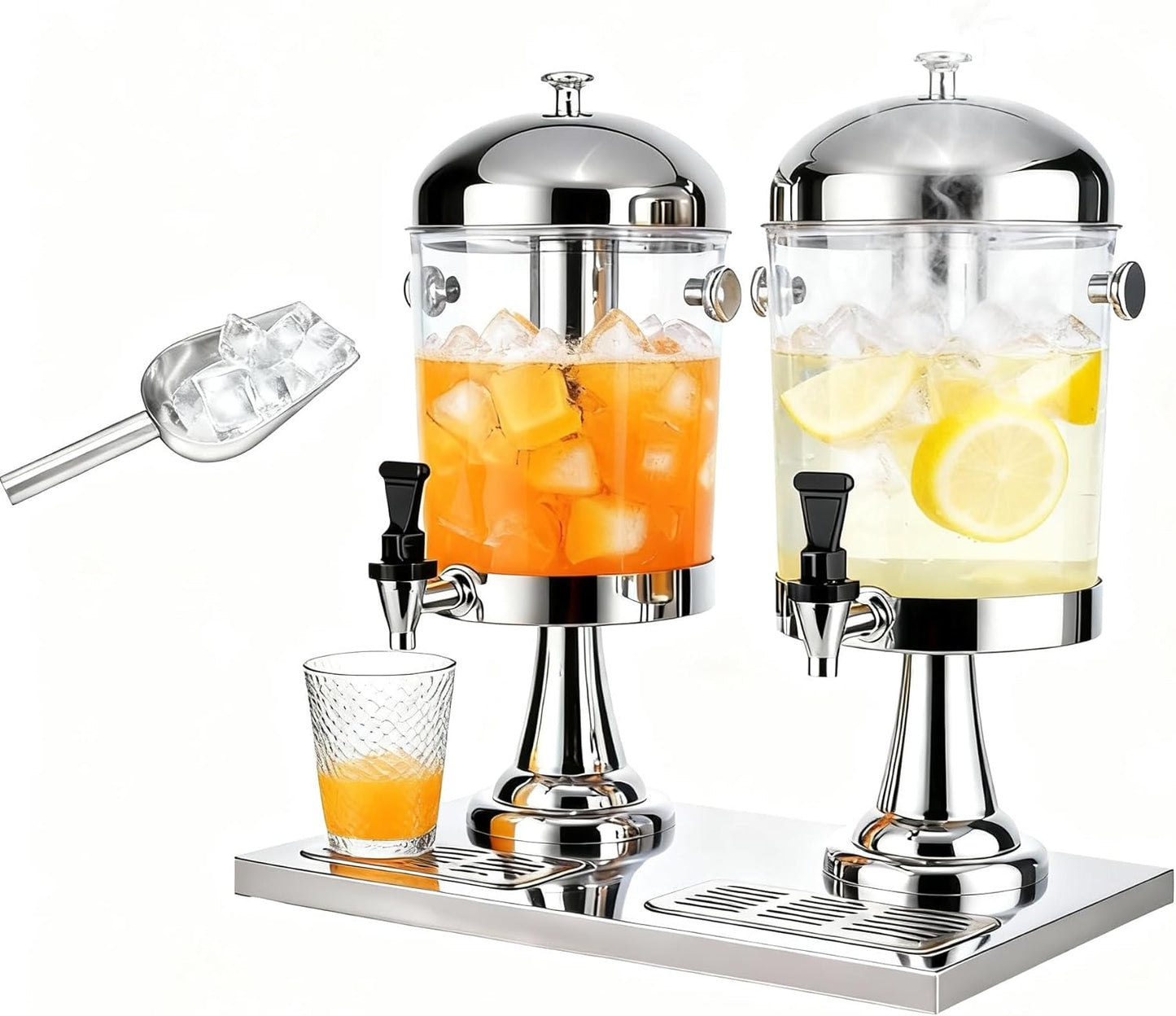 2.2 Gallon Drink Dispensers for Parties, Beverage Dispenser with Stand and Ice Shovel, Commercial Hot Cold Juice Dispenser for Parties, Wedding, Hotel Buffet, Banquet, Restaurant (8 L)