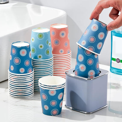 SIUQ 300 Pack Paper Cups 8 oz, Disposable Coffee Cups, Paper Coffee Cups 8 oz, Colourful Hot/Cold Beverage Drinking Cup for Water Juice or Tea, Office Party Home Travel - Daisy