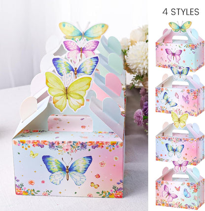 VGOODALL 12PCS Butterfly Party Favor Boxes, Goodie Gable Treat Box Paper Candy Containers for Birthday Baby Shower Wedding Party