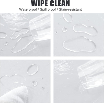 sancua Clear Plastic 100% Waterproof Tablecloth - 54 x 78 Inch - Vinyl PVC Rectangle Table Cloth Protector Oil Spill Proof Wipe Clean Table Cover for Dining Tables, Parties & Camping, Crystal Clear