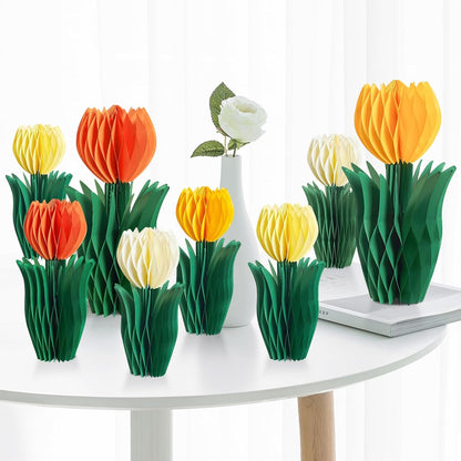SUNBEAUTY 9PCS Spring Wildflower Party Decorations Wild Flowers Honeycomb Centerpieces for Tables Wildflower Birthday Spring Flower Theme Party Decorations for Garden Baby Shower, Easter, Mothers Day