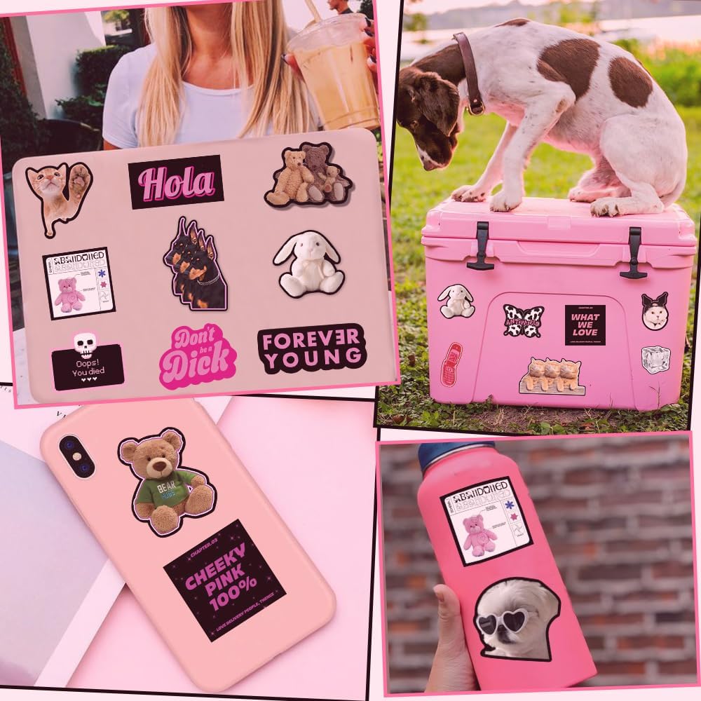 QTL Neon Stickers for Teens & Students Prizes, Waterproof Vinyl Party Favor Stickers, School Rewards, Water Bottle and Laptop, 50PCS - Colors B