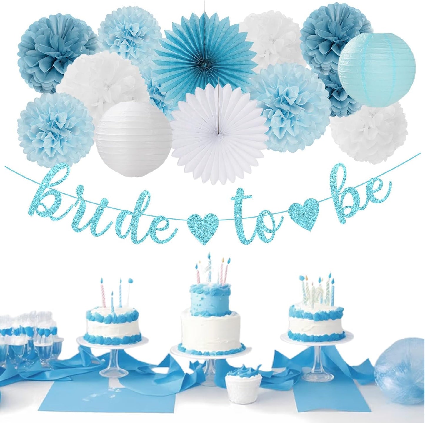 2026 Blue Class-Congratulations Prom Graduation Party-Decorations - 22pcs High School College Grad Supplies Decor,Royal Navy White Silver Tissue Pom Poms Streamers, Paper Flowers Lanterns Hugmoon