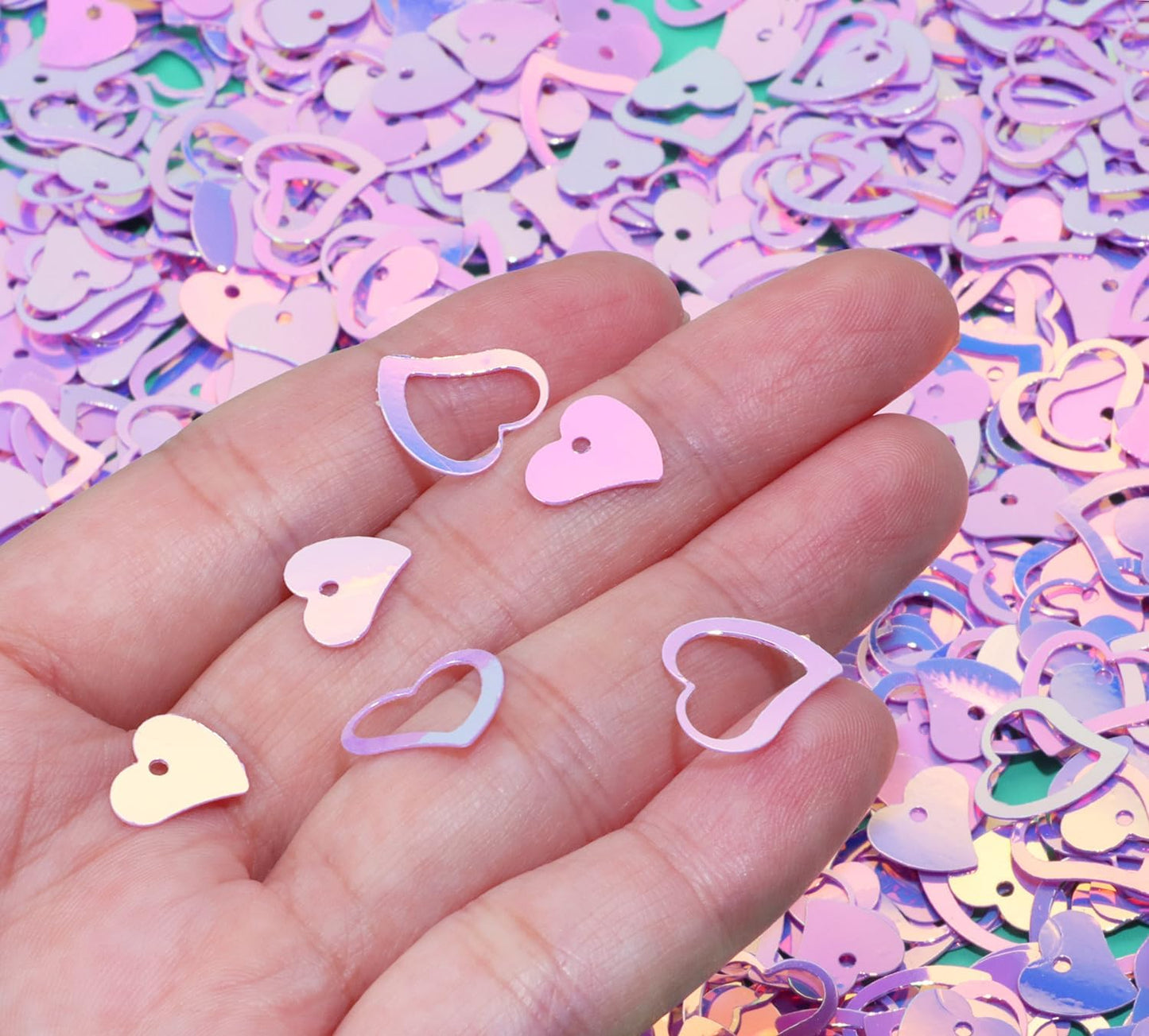 ONLYKXY 1200Pcs Love Heart Shaped Confetti, Table Wedding Decoration, Glitter Confetti for Wedding Party (Silver)