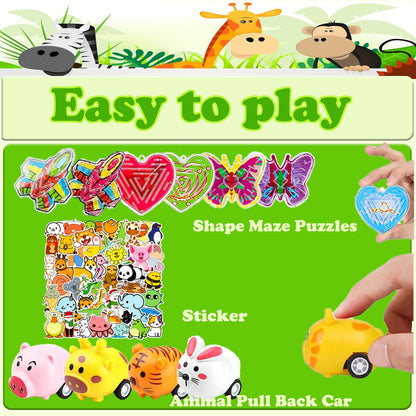Dilycery 107 PCS Party Favors Toys, Treasure Box Toys for Classroom, Pop Fidget Toys Treasure Chest for Kids Prizes Classroom, Bulk Pinata Stuffers Goodie Bag Fillers for Kids 4-8