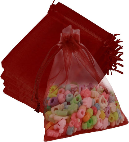 Organza Bags, Organza Bags 5 x 7 Inch, 50 Pcs White Sheer Party Favor Mesh Bag with Drawstring, Small Jewelry Gift Candy Bag for Wedding Christmas Birthday Halloween Graduation Party Favors Supplies