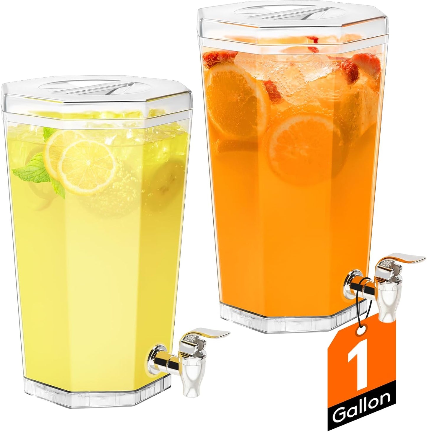 Lifewit 1 Gallon Drinks Dispense for Partiesr, Small Beer Dispenser, Plastic Beverage Pitcher for Cocktail, Soda, Tea, Juice Container for Lenmonade Stand, Mimosa Bar Supplies, 27 x 16 cm/10x6"