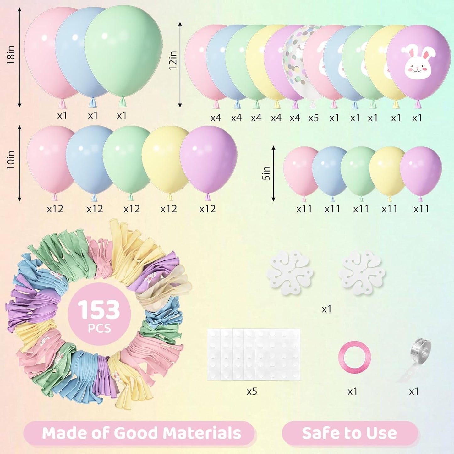 Amandir 153pcs Pink Purple Balloon Garland Arch Kit, Different Sizes 18 12 10 5 inch Pink Purple Red Latex Metallic Confetti Purple Balloons for Girl Women Birthday Bridal Baby Shower Party Decoration