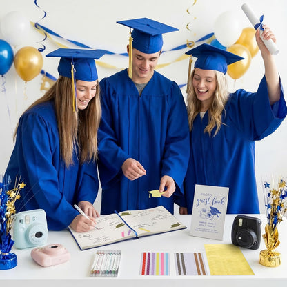 Pajean Graduation Guest Book Set Class of 2026 Memory Scrapbook with Photo Guest Book Sign Dual Tip Pens Photo Corner Stickers Grad Cap Stickers for Grad Party Decorations Supplies Gifts (Black)