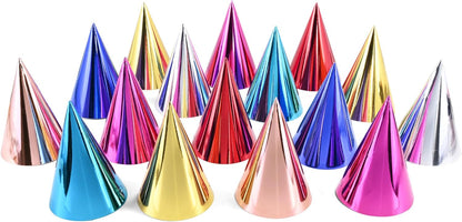 CANREVEL 28 PCS Pre-Assembled Party Hats for Adults, Party Supply for Party Decorations, Party Headwear for Birthday Celebration for Women Men, Shiny