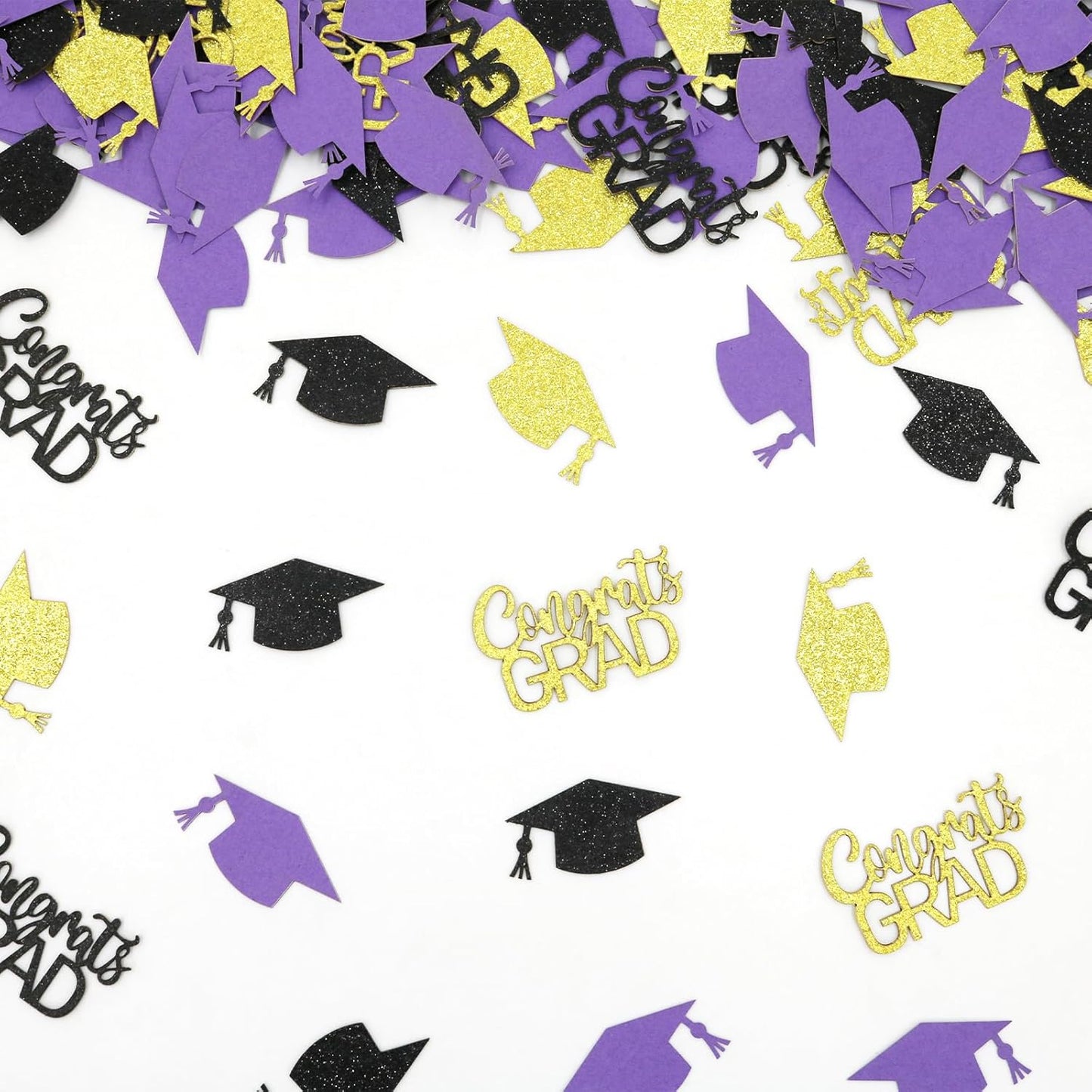 200PC Gold Graduation Confetti Class of 2026 Congrats Grad Confetti for Table Grad Cap Scatters for Graduation party decorations 2026