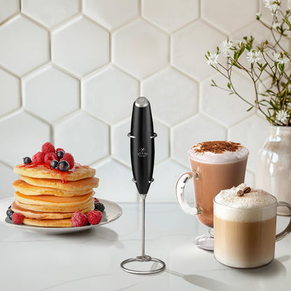 Zulay Kitchen Powerful Milk Frother Wand With Duracell Batteries - Ultra Fast Handheld Drink Mixer - Electric Whisk Foam Maker for Coffee, Lattes, Cappuccino & Matcha - Z1 Motor - Black - Colors C