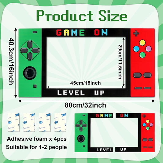 32 x 16 Foam Board Video Game Photo Props Gaming Party Decoration Handheld Gamed Theme Photo Booth Frame Video Gaming on Party Selfie Photography Prop for Birthday Game Fans Video Gamer Supplies