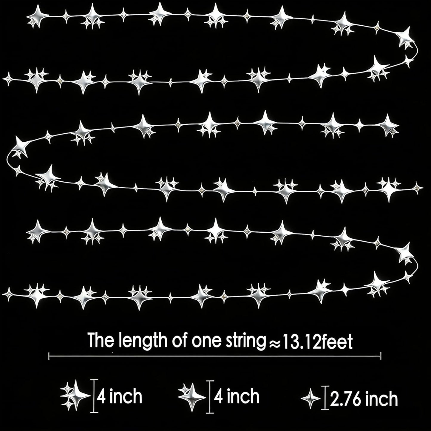 Glitter Gold Four-Angle Star Paper Garland Banner Décor 40 Feet Gold Twinkle Star Hanging Bunting Banner Backdrop for Wedding Baby Shower Birthday Graduation Disco Party Decorations