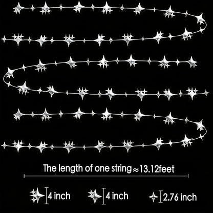 Glitter Gold Four-Angle Star Paper Garland Banner Décor 40 Feet Gold Twinkle Star Hanging Bunting Banner Backdrop for Wedding Baby Shower Birthday Graduation Disco Party Decorations