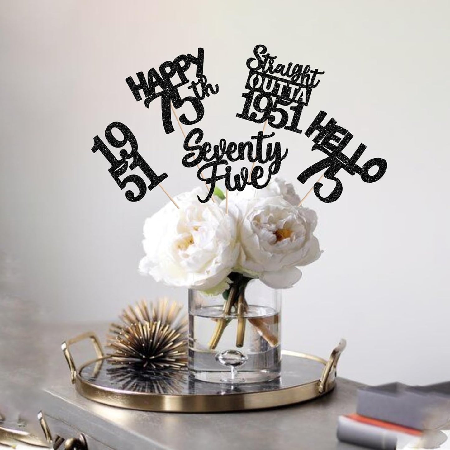 15 PCS 50th Birthday Centerpiece Sticks Fifty Happy 50th Straight Outta 1976 Table Flower Centerpieces Sticks Cheers to 50 Floral Decorations for 50th Birthday Party Centerpieces Supplies Black