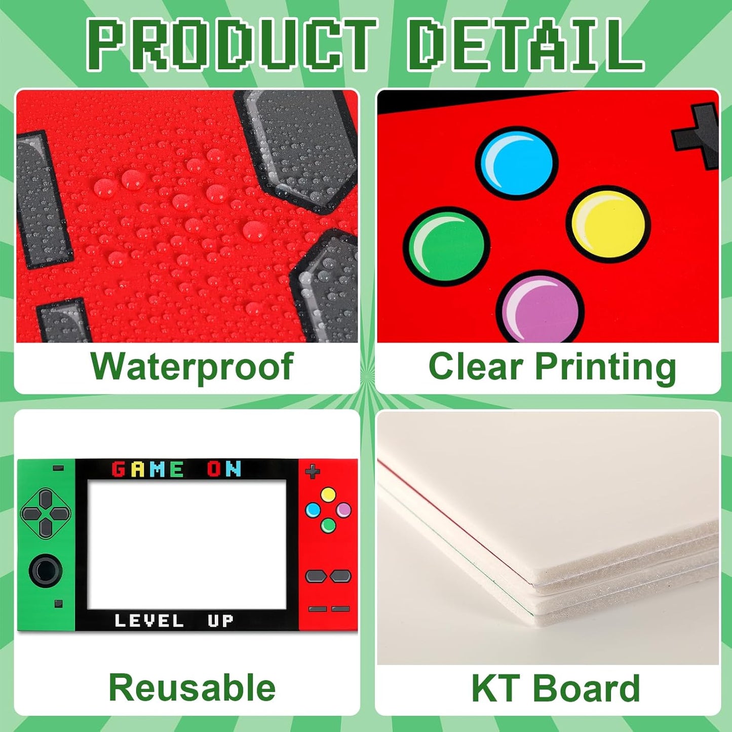32 x 16 Foam Board Video Game Photo Props Gaming Party Decoration Handheld Gamed Theme Photo Booth Frame Video Gaming on Party Selfie Photography Prop for Birthday Game Fans Video Gamer Supplies