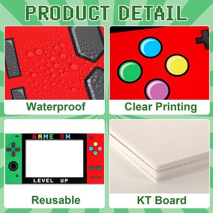 32 x 16 Foam Board Video Game Photo Props Gaming Party Decoration Handheld Gamed Theme Photo Booth Frame Video Gaming on Party Selfie Photography Prop for Birthday Game Fans Video Gamer Supplies