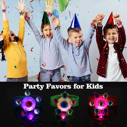 BSTDECOR Glow in The Dark Party Favors for Kids-32 Pack LED Light Up Fidget Spinner Bracelets, Birthday Gifts for Boys Girls, Treasure Box Toys Classroom Prizes Goodie Bags Stuffers