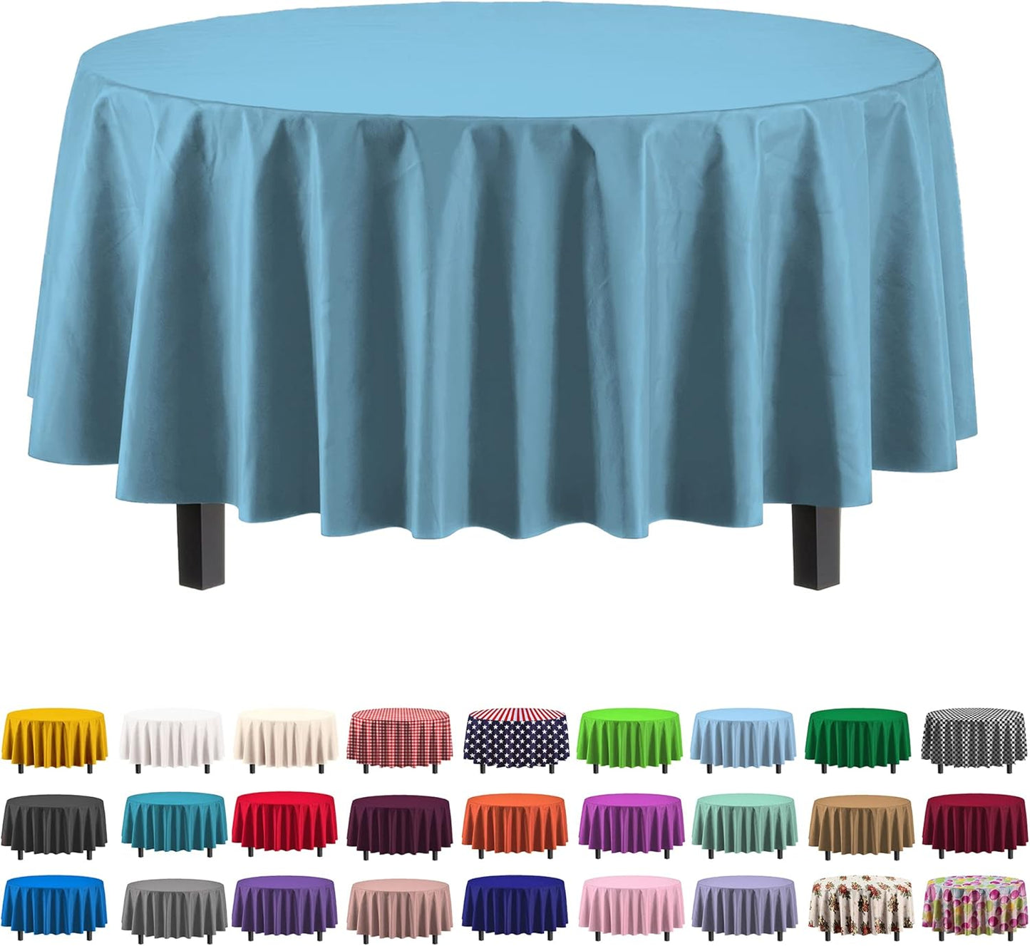 12-Pack Premium Plastic Tablecloth 54in. x 108in. Rectangle Table Cover - Dark Blue - Colors B