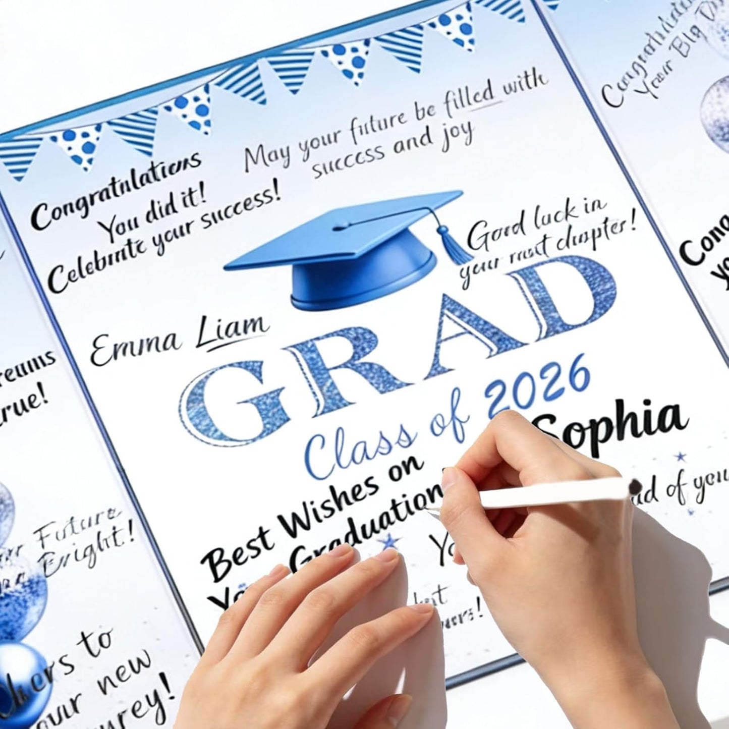 Green Graduation Party Decorations Class of 2026 - Extra Large 22" x 14" Graduation Guest Book to Sign Signature Board for Graduation Gifts Congrats Grad Party Favors Supplies Decor Keepsake