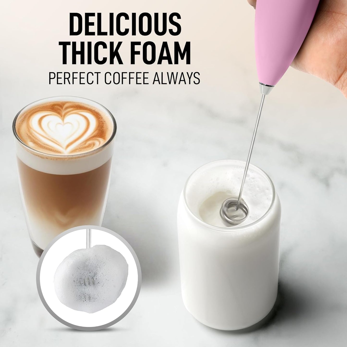 Zulay Kitchen Powerful Milk Frother Wand With Duracell Batteries - Ultra Fast Handheld Drink Mixer - Electric Whisk Foam Maker for Coffee, Lattes, Cappuccino & Matcha - Z1 Motor - Black - Colors A