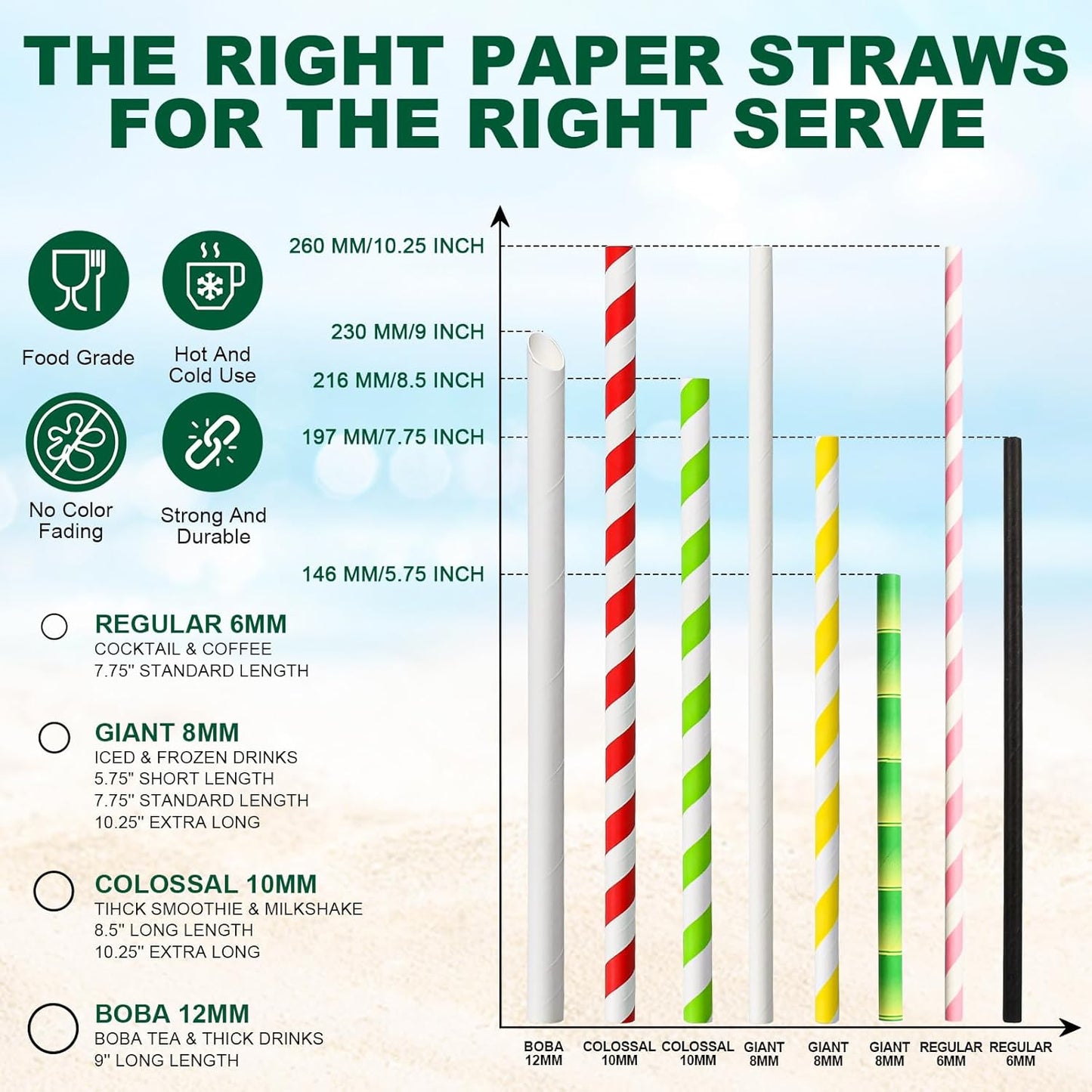 5.75 inch Orange Paper Cocktail Straws, Short Disposable Drinking Straws 500 Counts, Unwrapped - Compostable