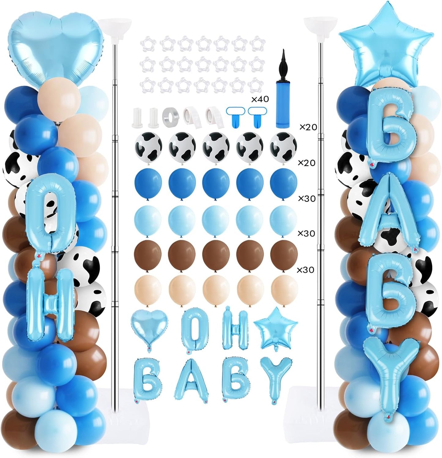 2 Sets Graduation Balloon Column Stand Kits with Balloons 2026 Grad Themed Decoration Navy Blue Balloon Tower Stand Kit for Grad High School & College Celebration Party Decor