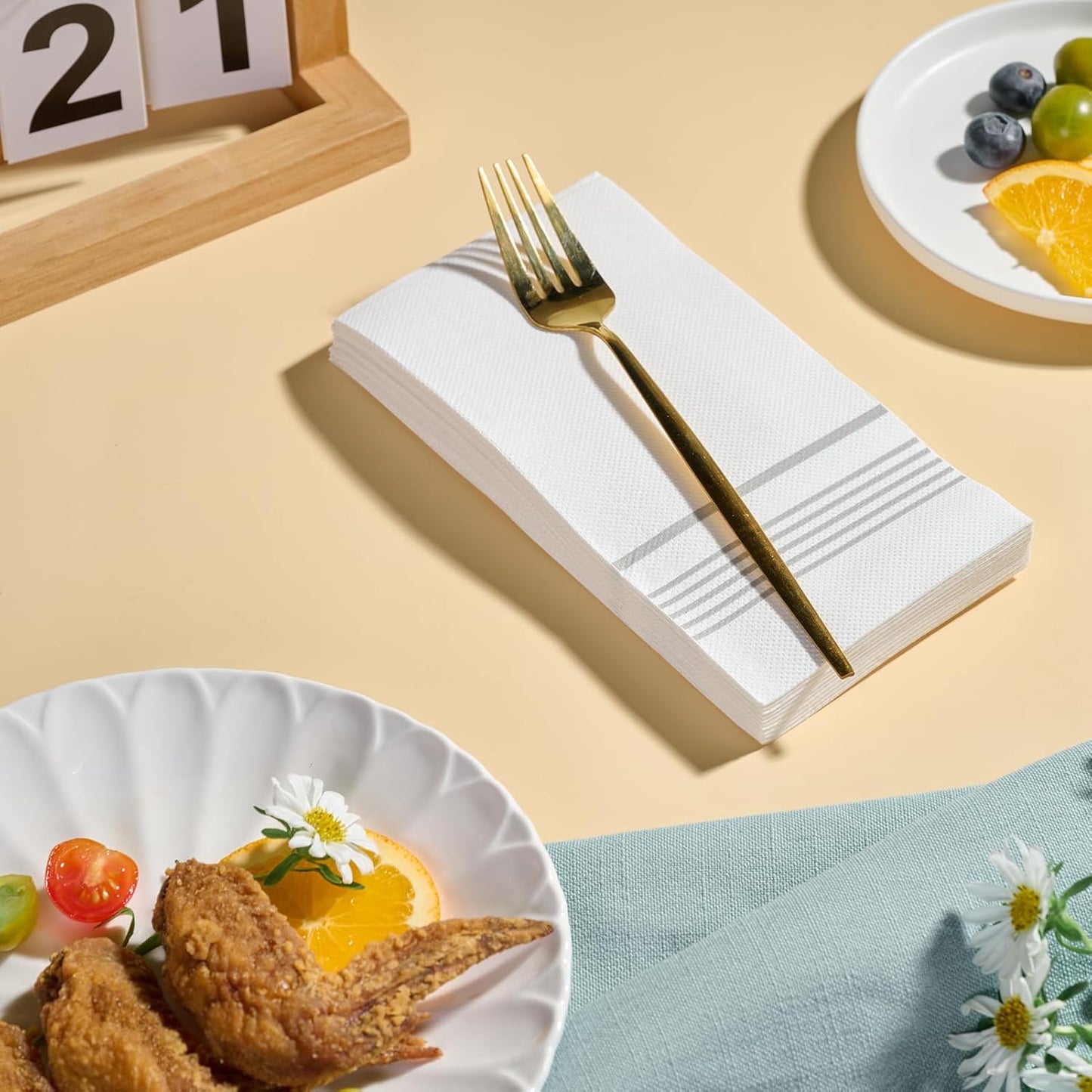 200 Pack Paper Dinner Napkins, Absorbent Paper Napkins, Premium Quality Guest Towels, 2-Ply Disposable Hand Towels for Thanksgiving, Kitchen, Events, Parties or Events