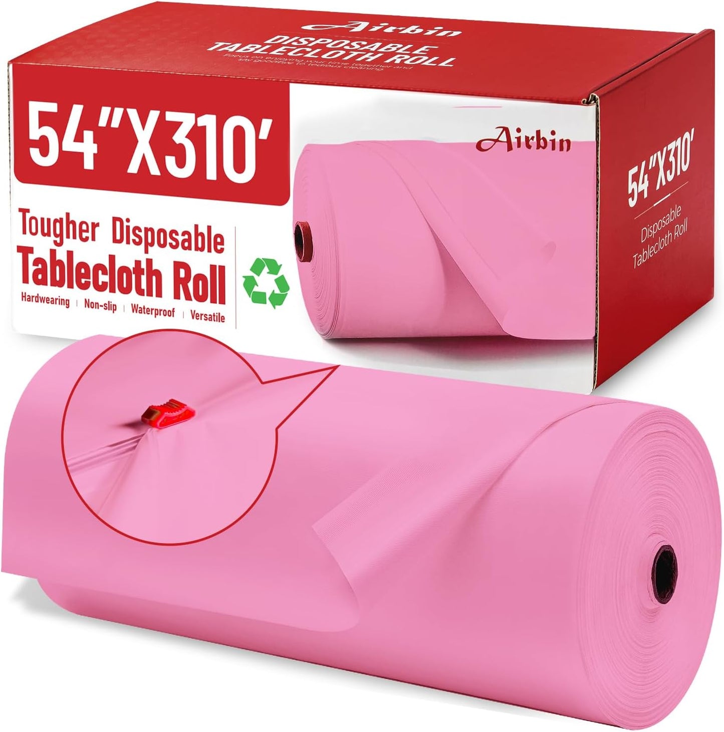 Plastic Table Cloth, 310 Ft X 54 in Disposable Tablecloth White Plastic Tablecloth with Any Cut Sliding Cutters Premium Table Cover Roll for Picnics, Parties, Birthdays, Weddings