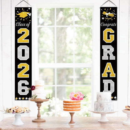 DAZONGE 2026 Graduation Decorations Blue, Congrats Grad Porch Banner for Any Schools or Grades 2026 Graduation Party Decorations
