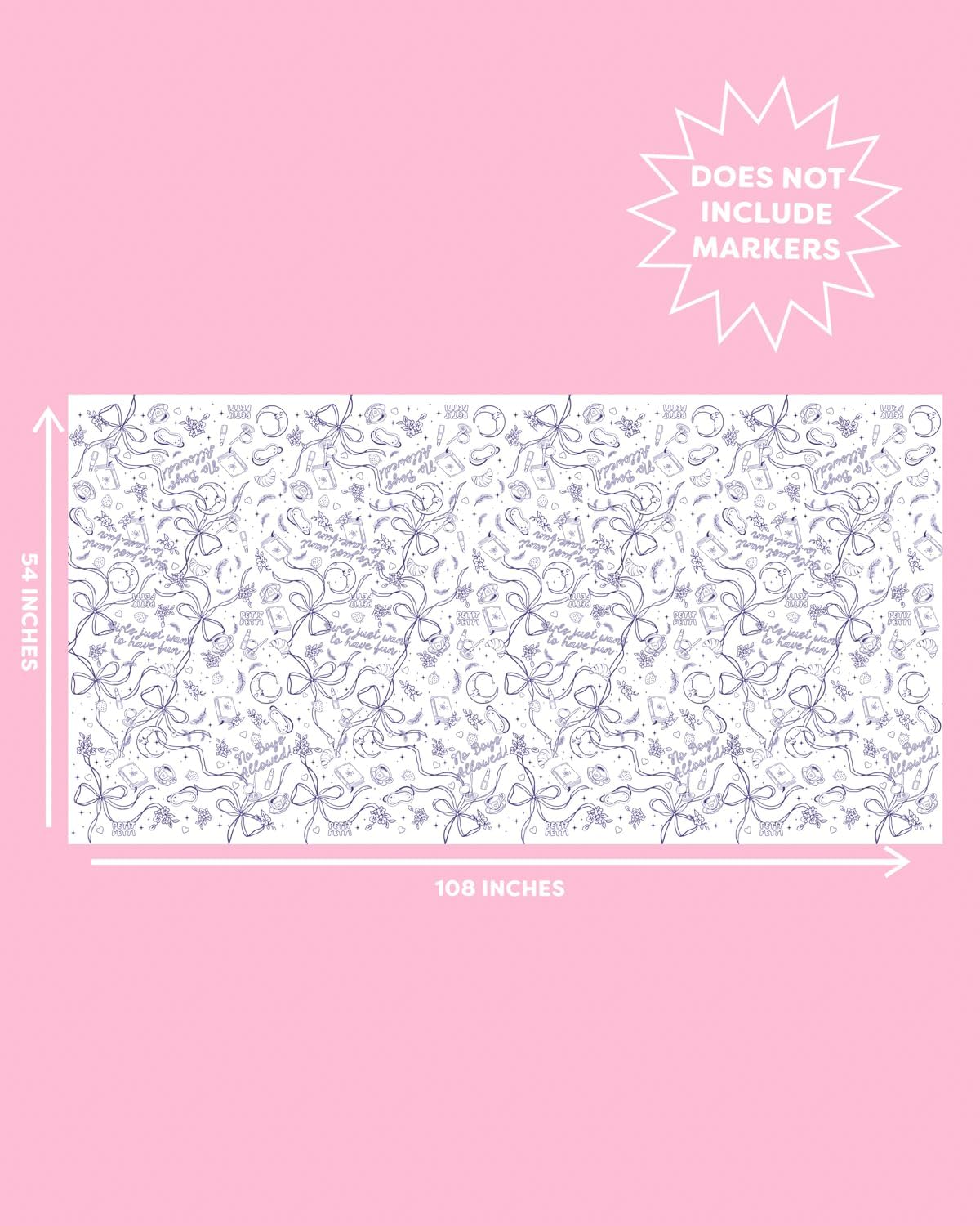 xo, Fetti Sleepover Paper Coloring Tablecloth - 9' x 4.5' | Birthday Party Decorations, Girls Tablescape, Movie Night Arts & Crafts, Kids Activity, Cute DIY Table Cover