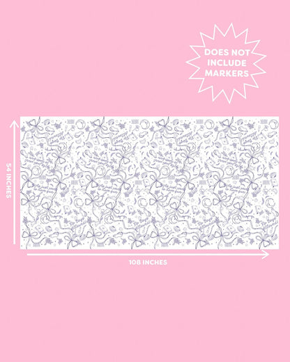 xo, Fetti Sleepover Paper Coloring Tablecloth - 9' x 4.5' | Birthday Party Decorations, Girls Tablescape, Movie Night Arts & Crafts, Kids Activity, Cute DIY Table Cover