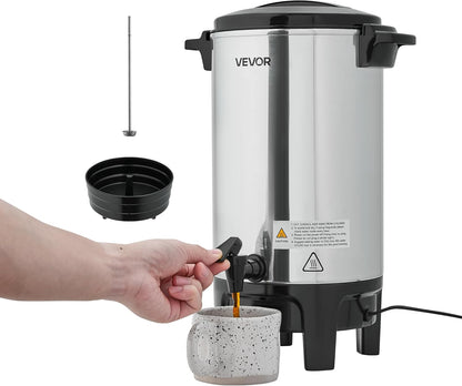 VEVOR Commercial Coffee Urn, 60 Cup 9 L Hot Beverage Dispenser with Dripless Faucet, Quick-Brewing Stainless Steel Large Commercial Coffee Maker, for Catering, Business, Party, Church & Restaurant