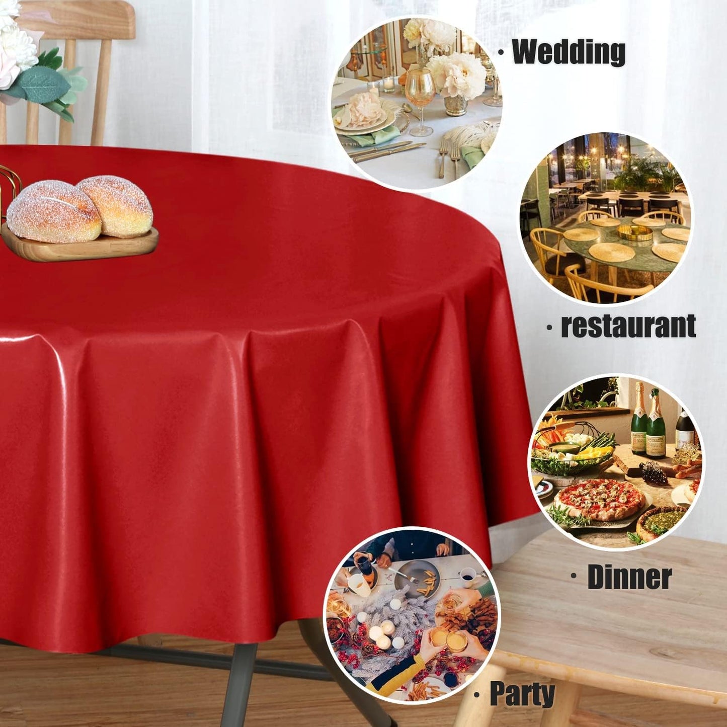 sancua Clear Plastic 100% Waterproof Tablecloth - 54 x 78 Inch - Vinyl PVC Rectangle Table Cloth Protector Oil Spill Proof Wipe Clean Table Cover for Dining Tables, Parties & Camping, Crystal Clear