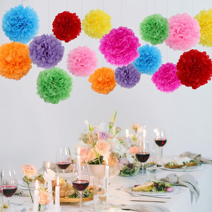 BestoFun 16 PCS Sage Green Party Decorations Tissue Paper Flowers Christmas Party Decors Hanging Pom Poms Decorations for Xmas New Year Winter Holiday Decorations