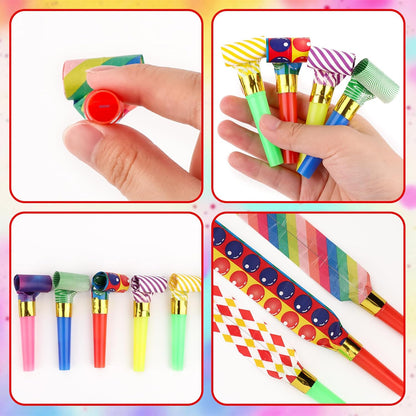 30 PCS Party Blower Blowouts Noisemakers, Funny Birthday Blow Horns Colorful Blowouts Whistles for Kids Adults Carnival Birthday Party Graduations Party Celebration Supplies